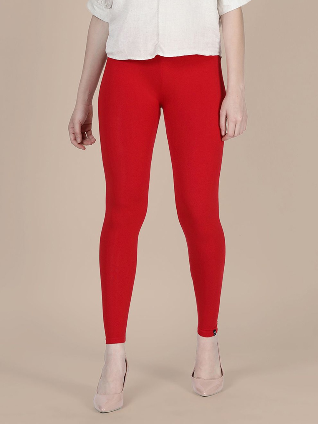 

TWIN BIRDS Women Viscose Blend Solid Crimson Red Ankle Length Legging