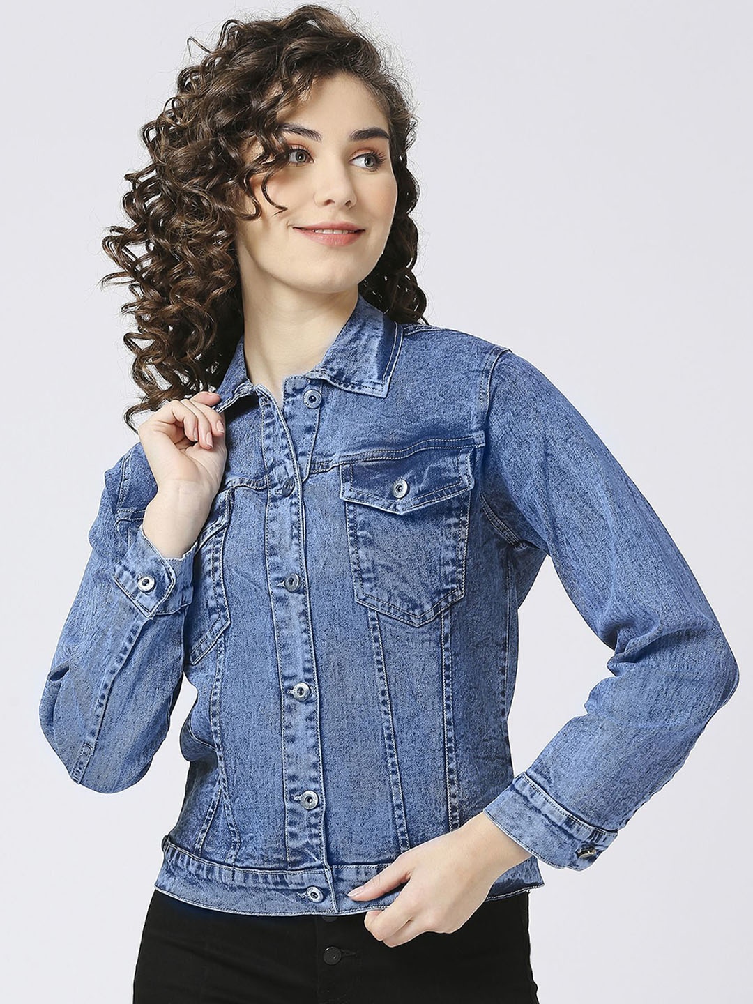 

CEFALU Women Denim Jacket, Blue