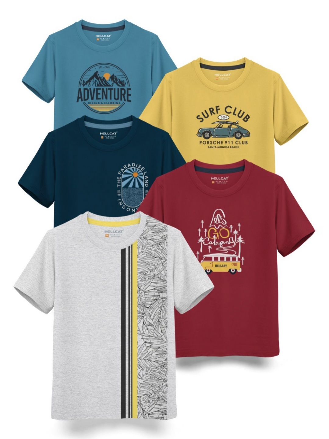 

HELLCAT Boys Typography 5 Printed T-shirt, Mustard
