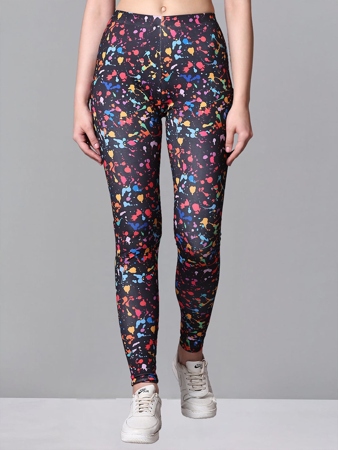 

DTR FASHION Printed Mid-Rise Ankle-Length Gym Tights, Blue