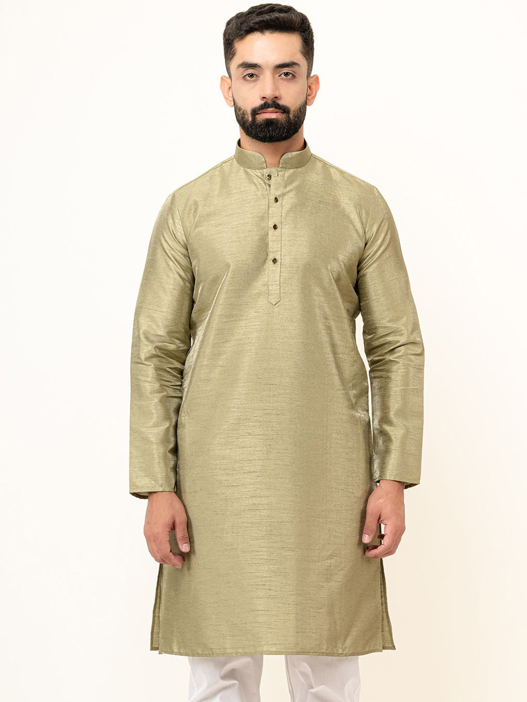 

Tistabene Mandarin Collar Straight Kurta, Olive