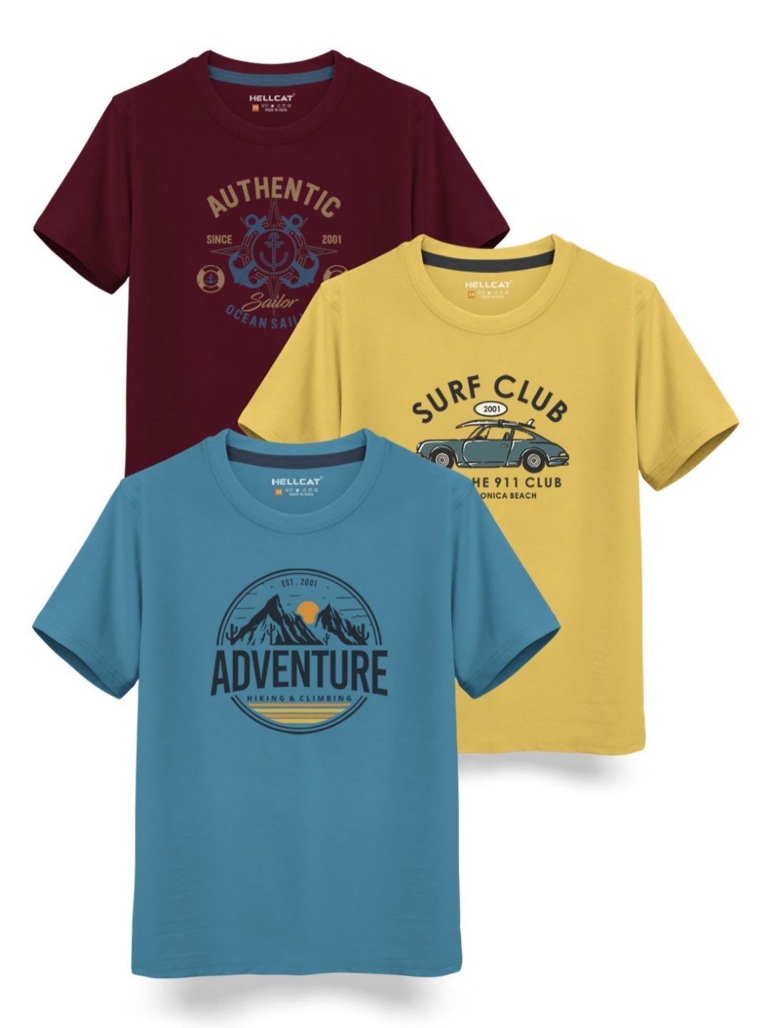 

HELLCAT Boys Typography 3 Printed T-shirt, Maroon