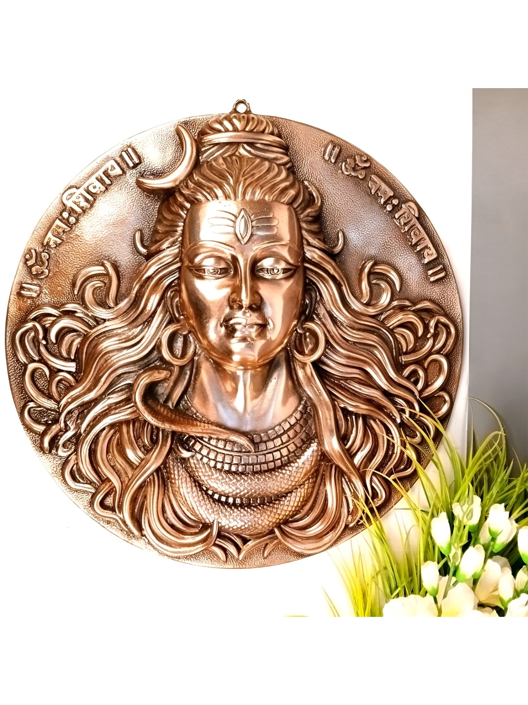 

apka mart Bronze and Black Mahadev Shiva Face Metal Wall Hanging