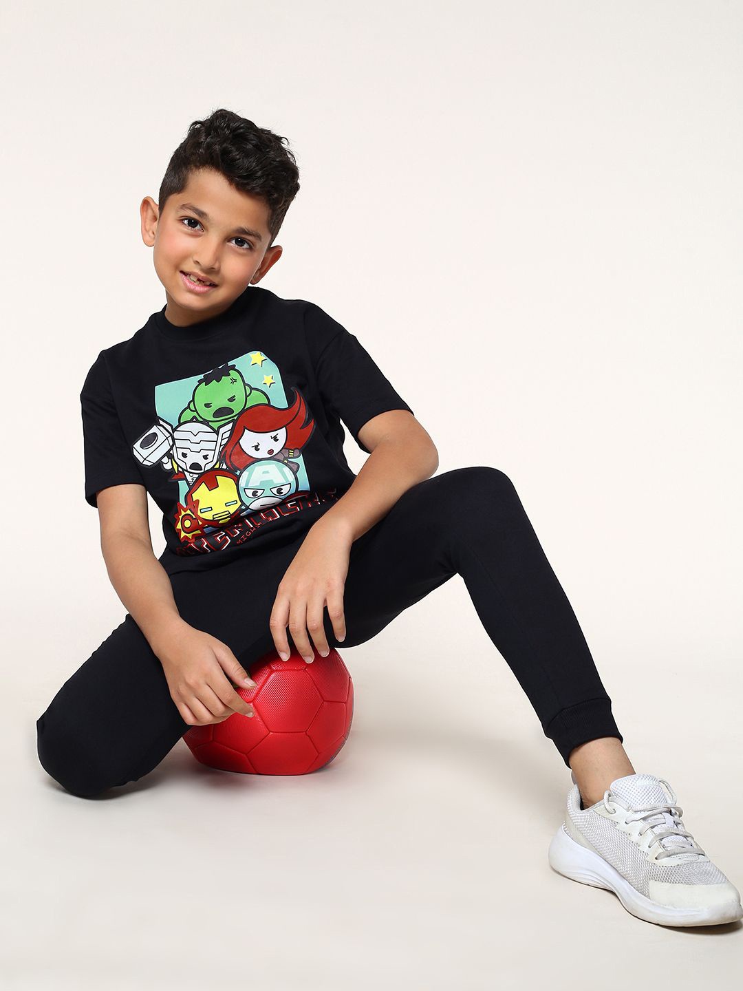 

BONKIDS Boys Abstract Printed Pure Cotton T-shirt With Trouser, Black