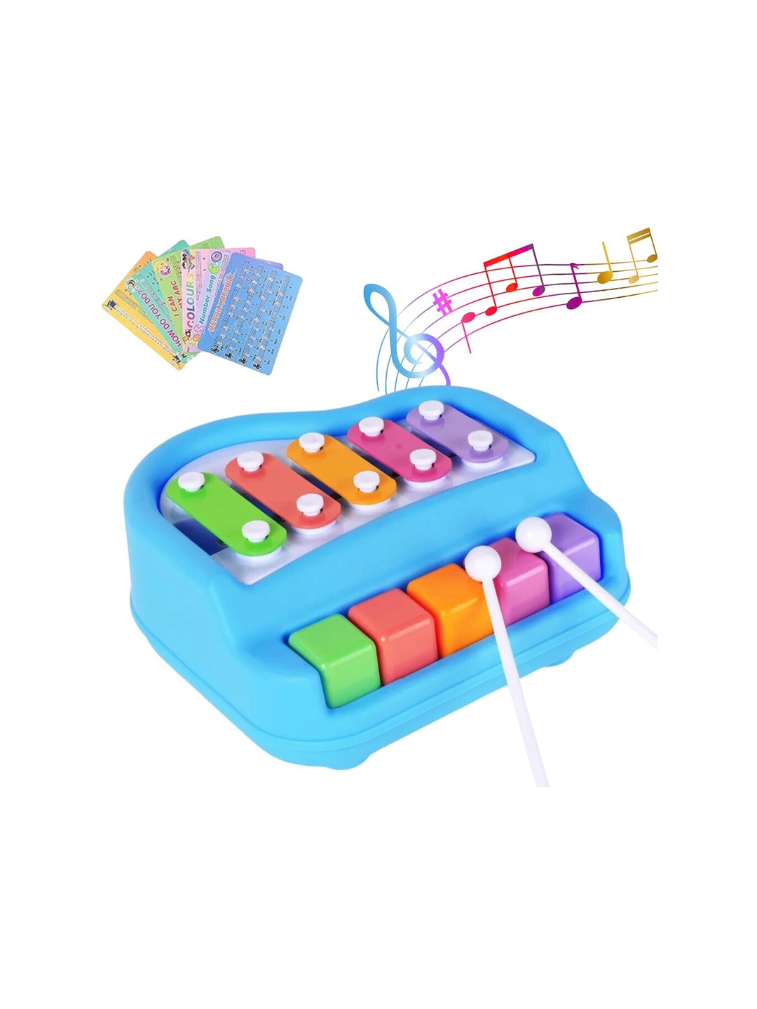 

OPINA Kids 5 Tone Xylophone Learning Musical Toys, Blue