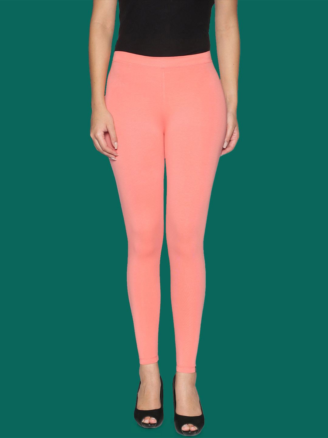 

TWIN BIRDS Women Cotton Blend Solid Amber Flower Ankle Length Legging, Pink