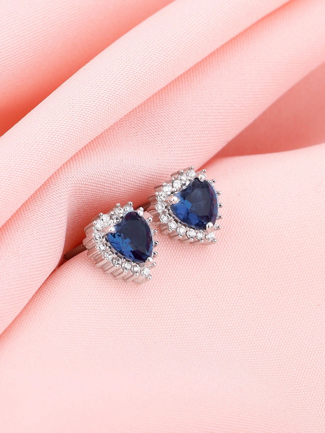 

GIVA 925 Sterling Silver Rhodium-Plated Heart Shaped Cubic Zirconia Studded Studs