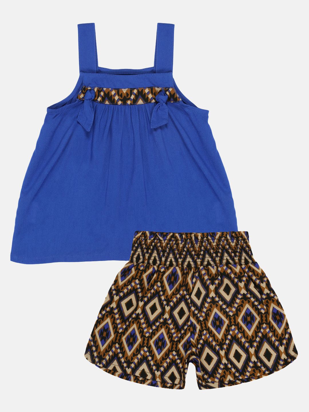 

YOUNG BIRDS Girls Shoulder Straps Top With Shorts, Blue