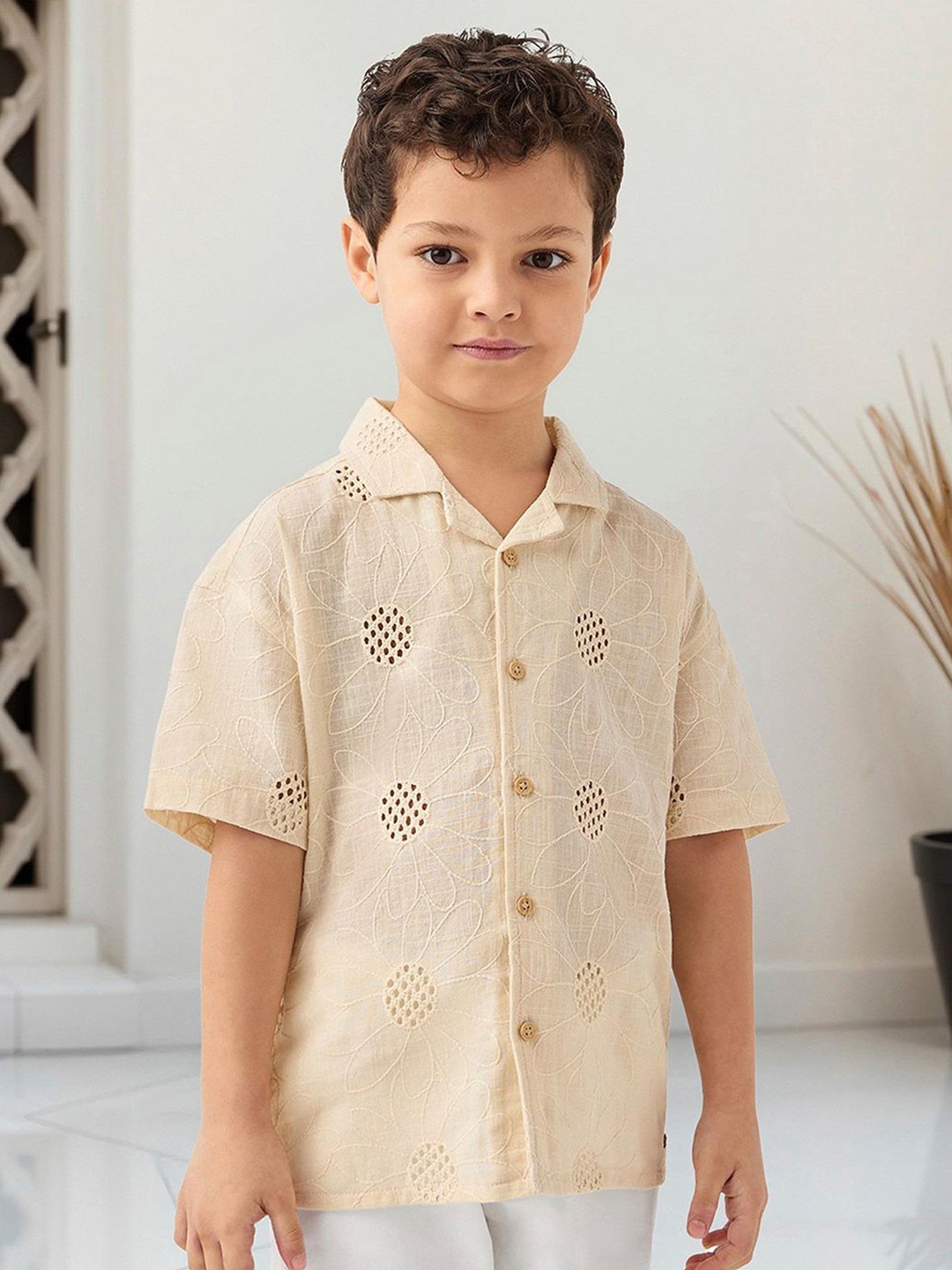 

Juniors by Babyshop Boys Opaque Casual Shirt, Beige