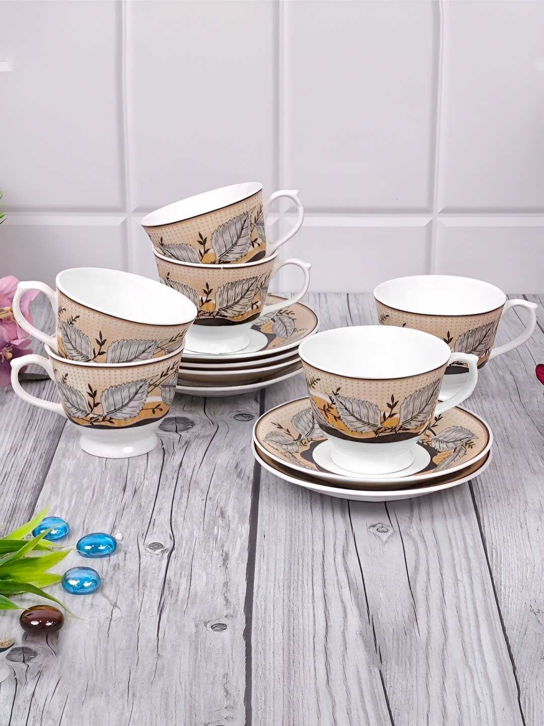 

UPC White Printed Tea Set of 12 Pieces