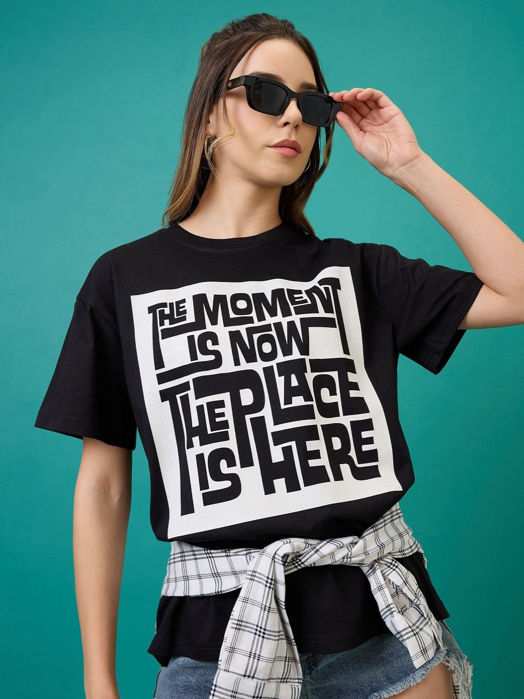 

Mast & Harbour Women Printed Pockets T-shirt, Black