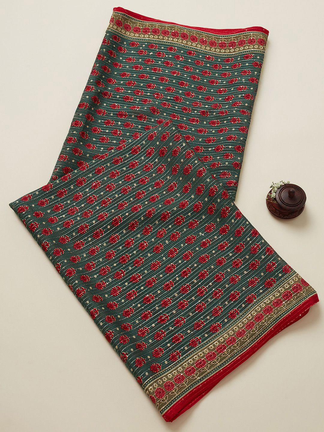 

Soch Floral Printed Sequinned Dupatta, Grey