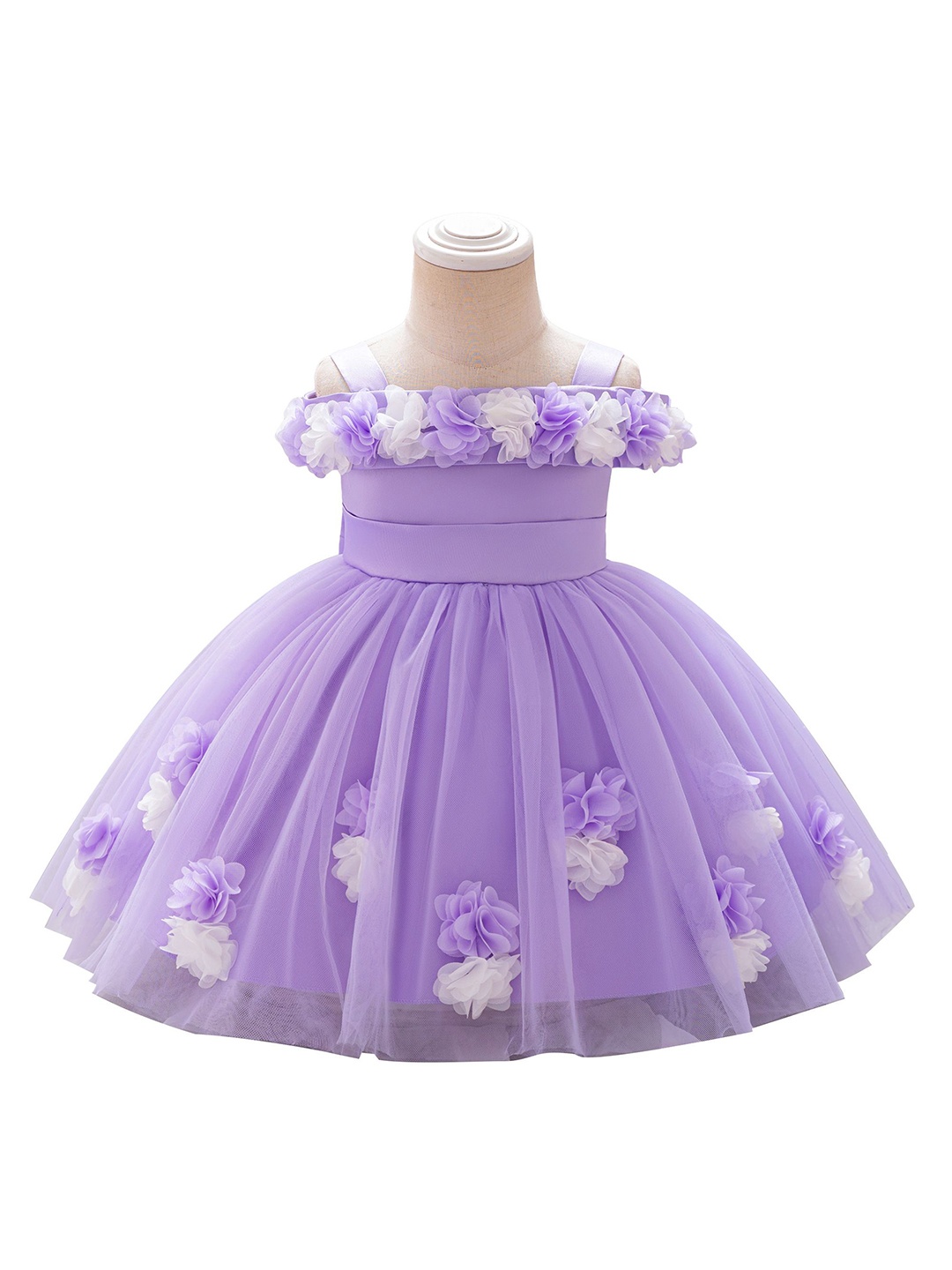 

StyleCast x Revolte Choker Neck Ruffled A-Line Dress, Purple