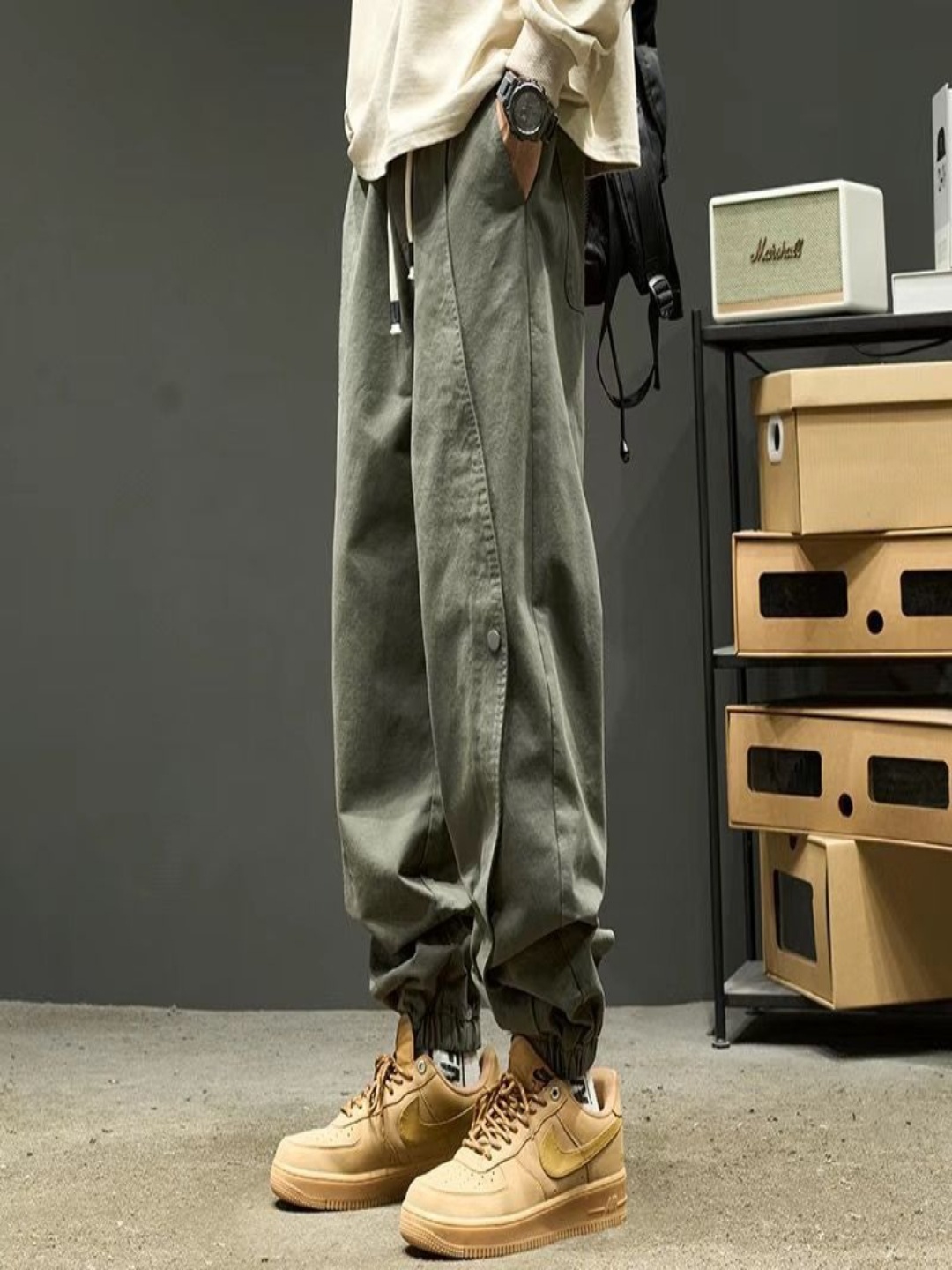 

HERE&NOW Men Joggers Trousers, Grey