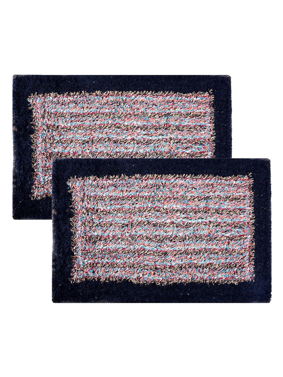 

Kuber Industries Blue & Red 2 Pieces Stain Resistant Dust Trapper Doormats
