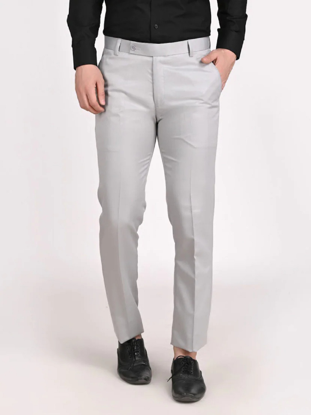 

Haul Chic Men Smart Slim Fit Trousers, Grey