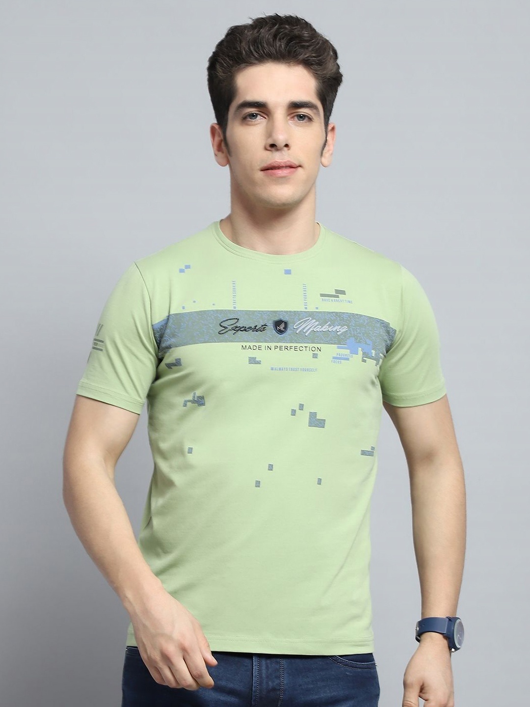 

Monte Carlo Men Typography Printed Raw Edge T-shirt, Green