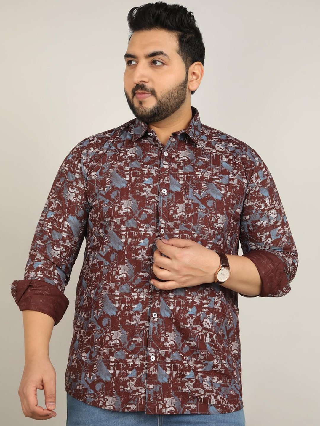 

METRONAUT PLUS Men Classic Floral Opaque Printed Casual Shirt, Maroon