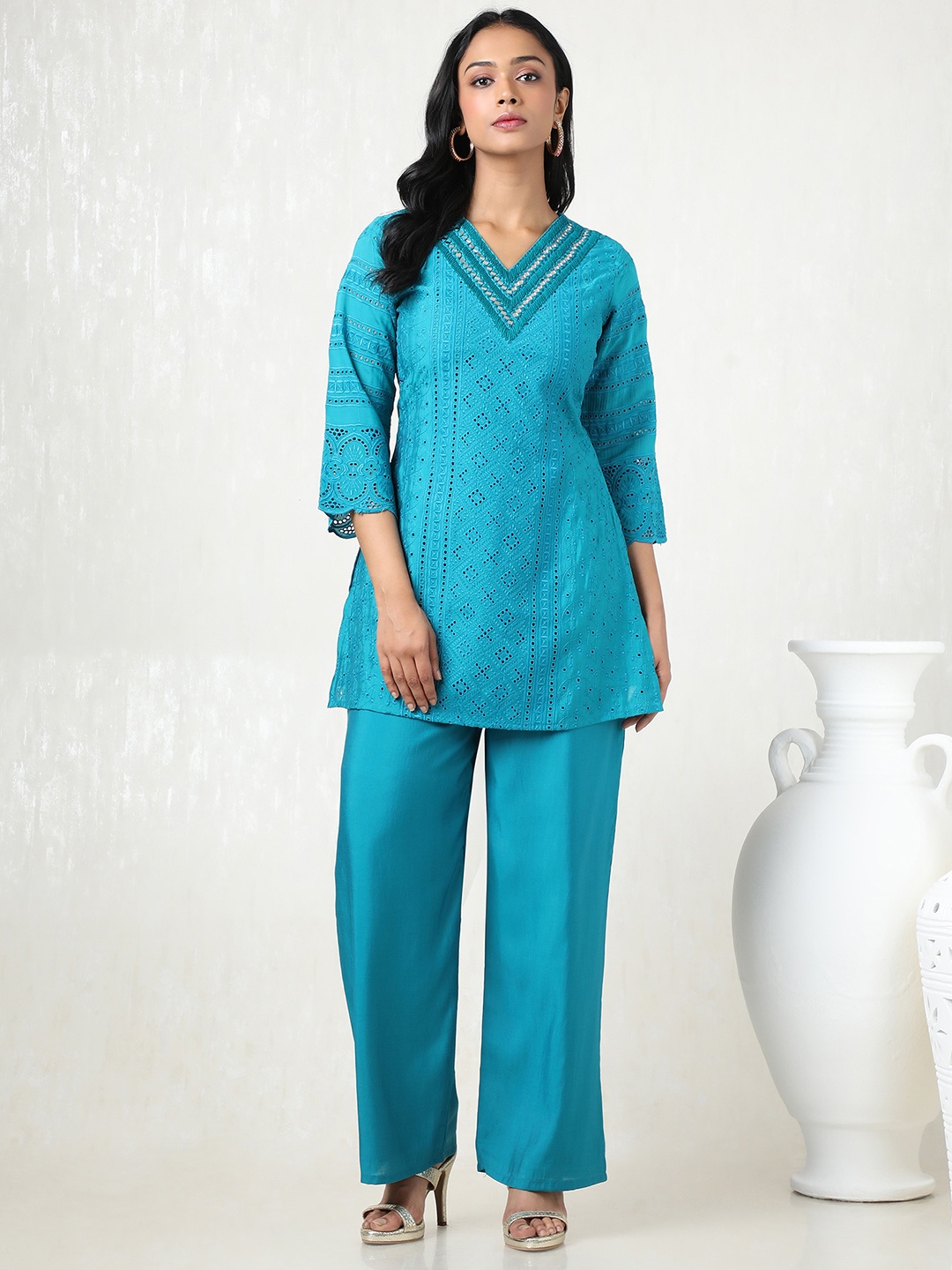 

Soch Embroidered Tunic With Trousers Co-Ord, Blue