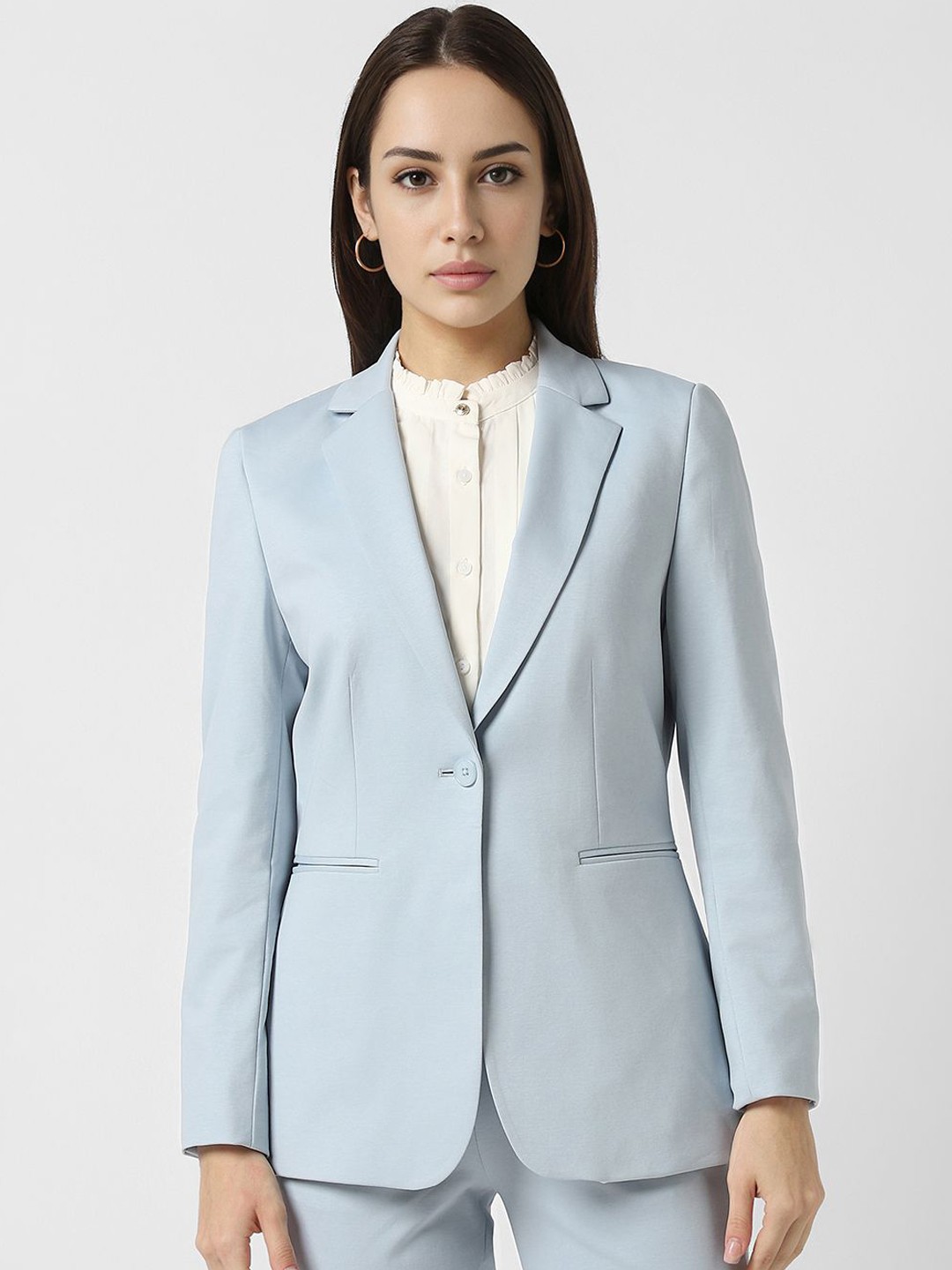 

Van Heusen Woman Notched Lapel Collar Single Breasted Formal Blazer, Blue