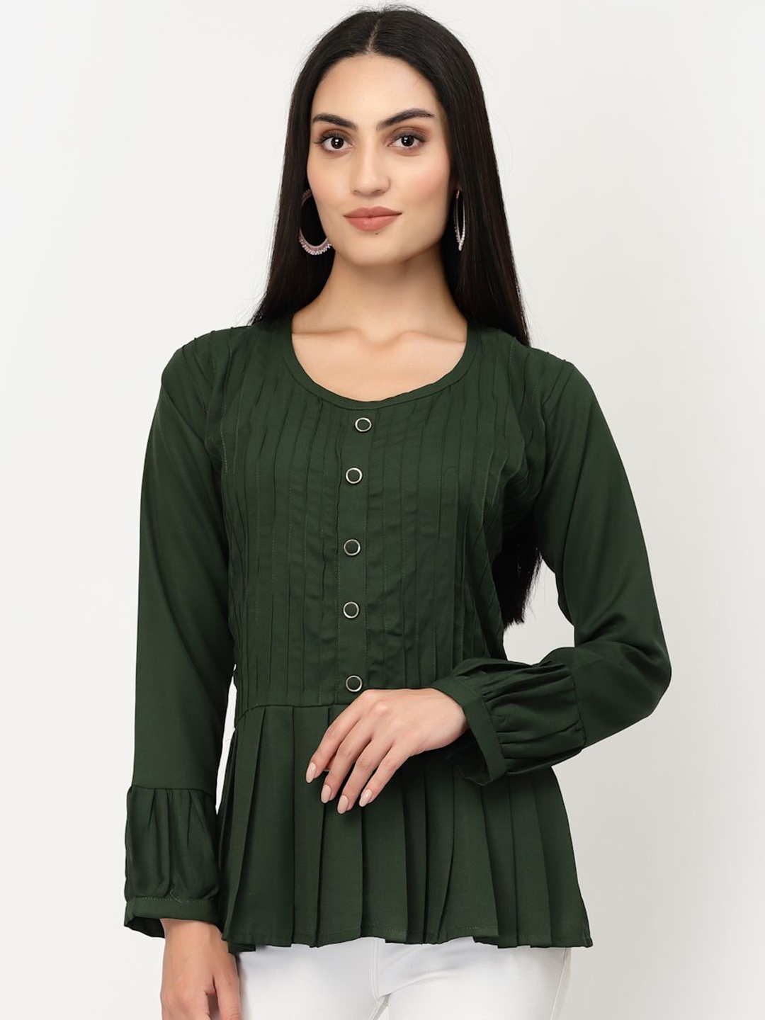 

DELIS Monochrome Georgette Top, Green