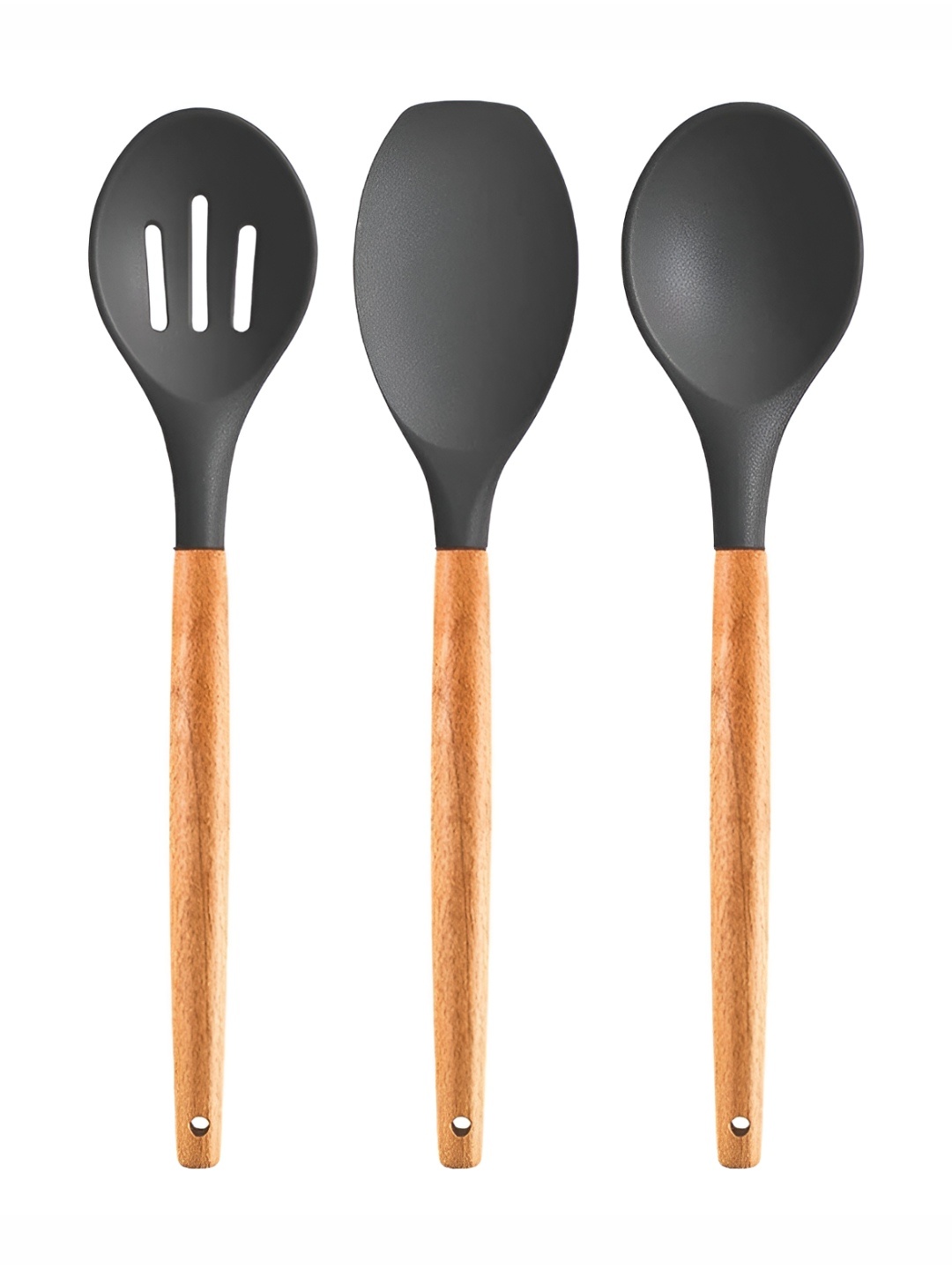 

We3 Grey 3 Pieces Silicone Serving Spoon & Slotted Spoon & Spoon Spatula