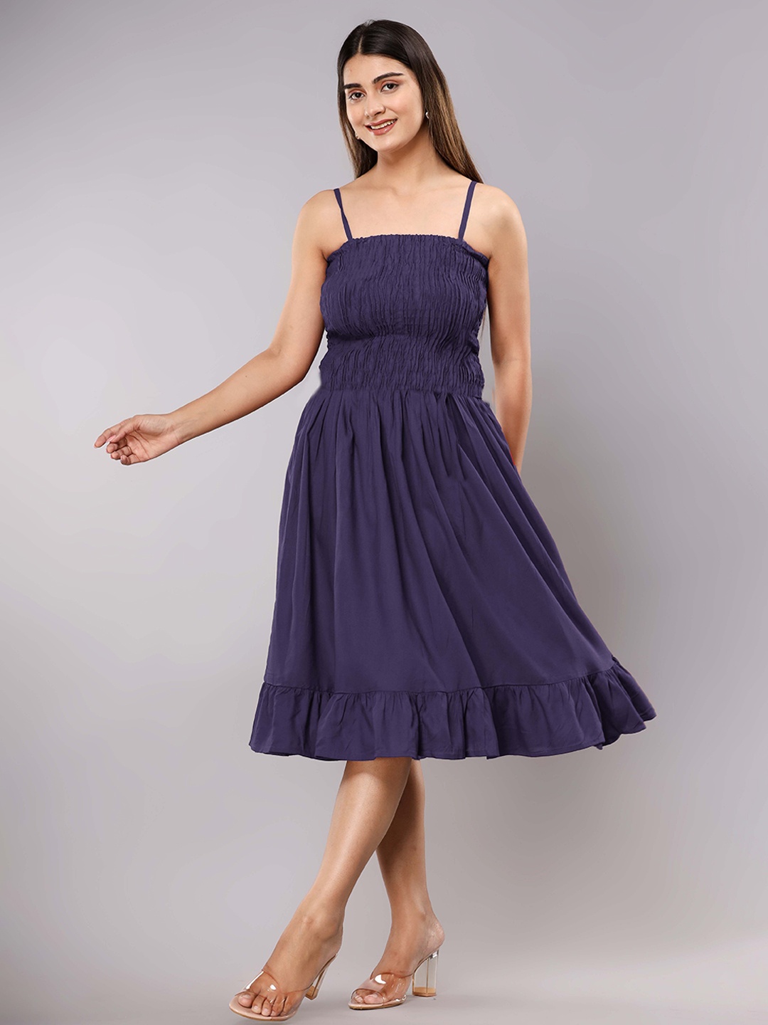 

Shedika Crepe Fit & Flare Dress, Navy blue