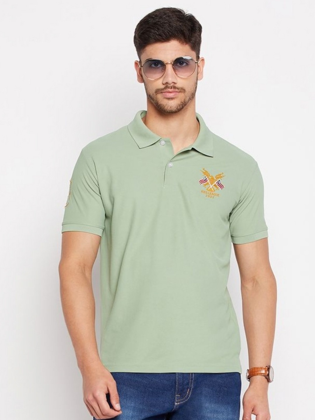 

XYRIS Men Polo Collar T-shirt, Sea green