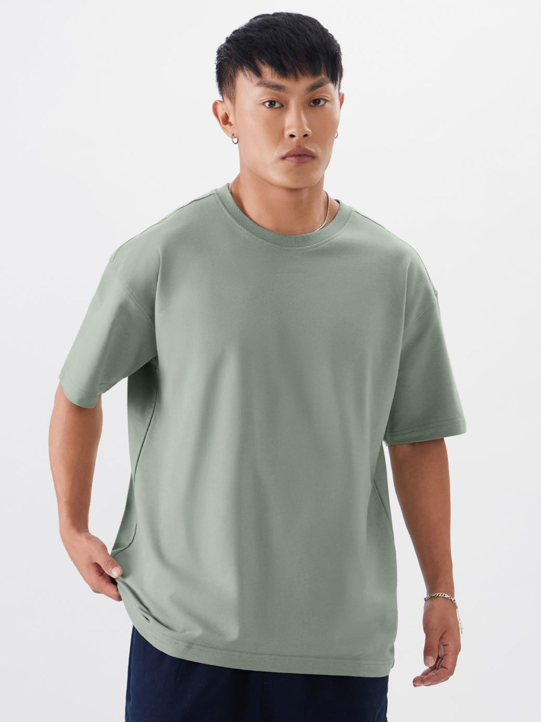 

The Souled Store Men Solid Oversized T-shirt, Green