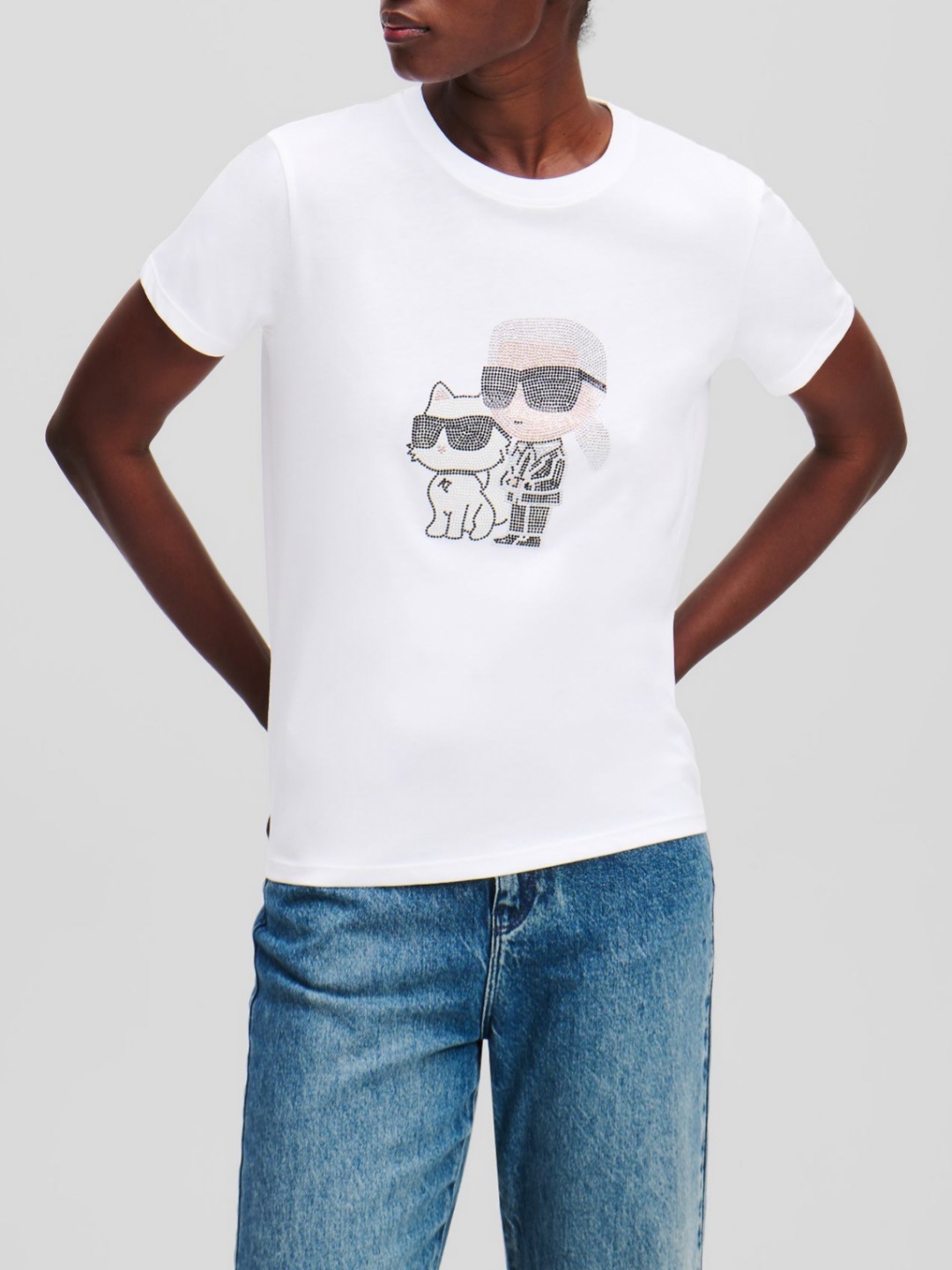 

Karl Lagerfeld Women Printed Applique T-shirt, White