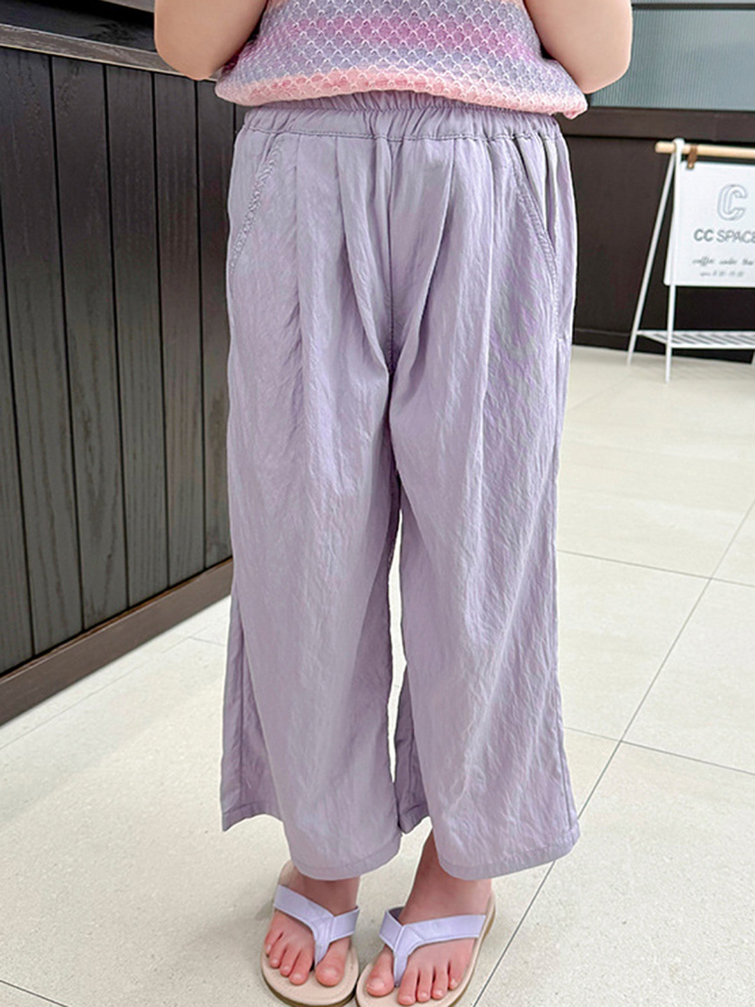 

LULU & SKY Girls Straight Fit Pleated Trousers, Purple