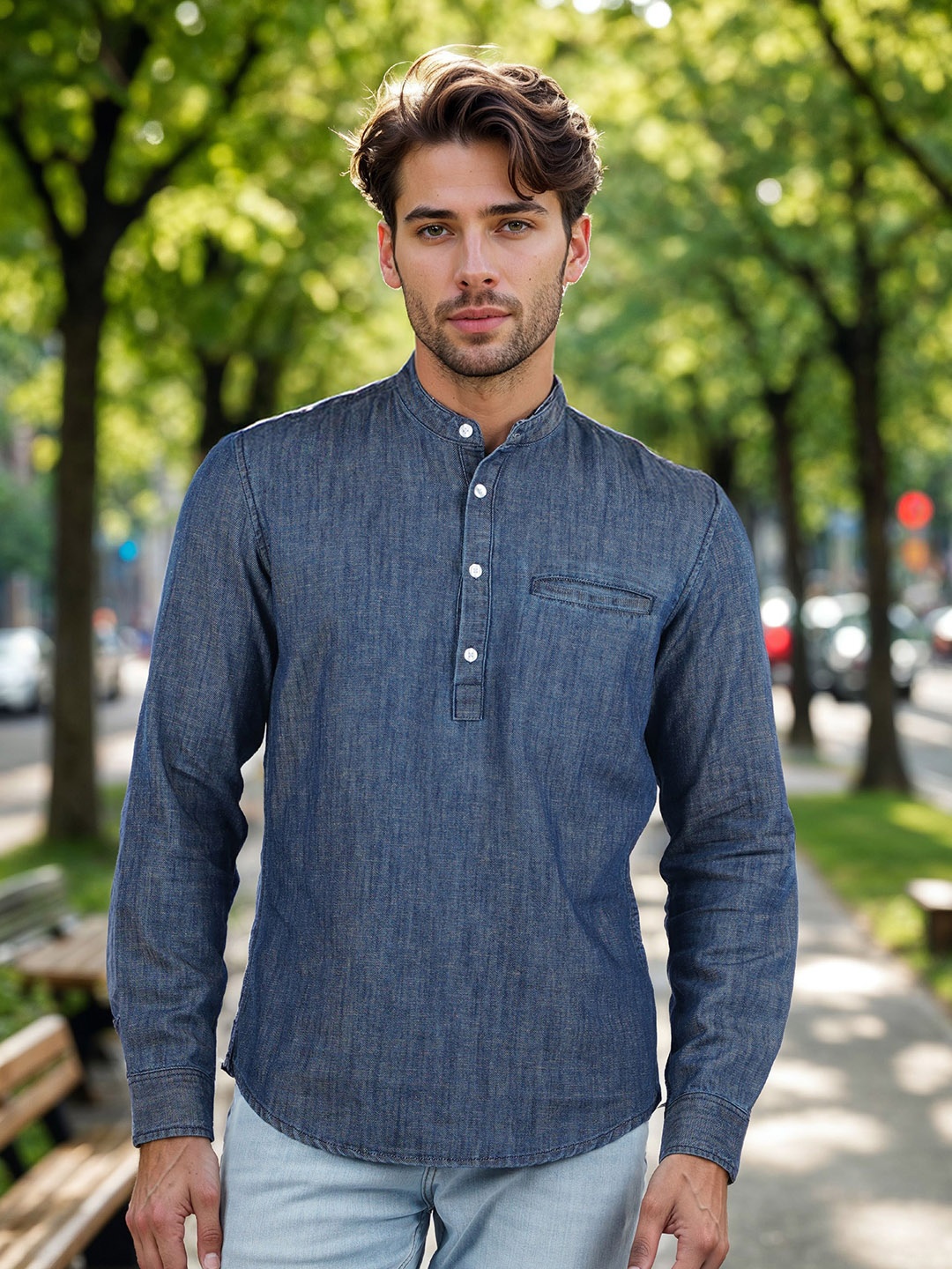 

Celio Men Classic Opaque Casual Shirt, Blue