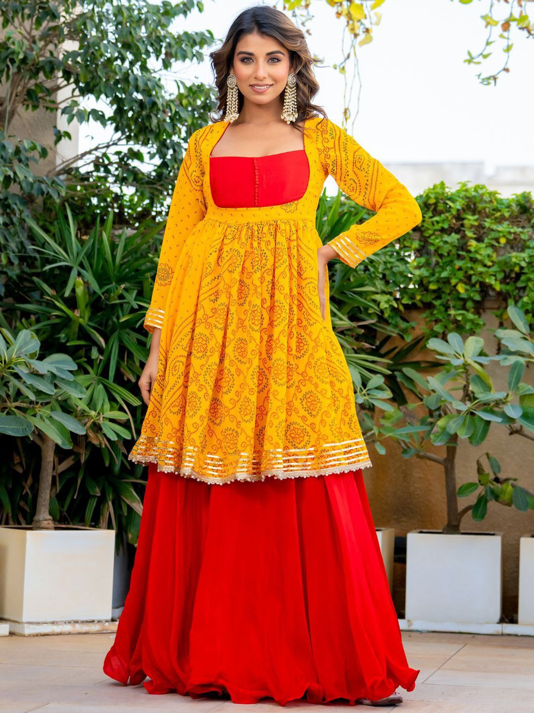 

HOUSE OF JAMOTI Printed Ready to Wear Lehenga & Blouse With Dupatta, Mustard
