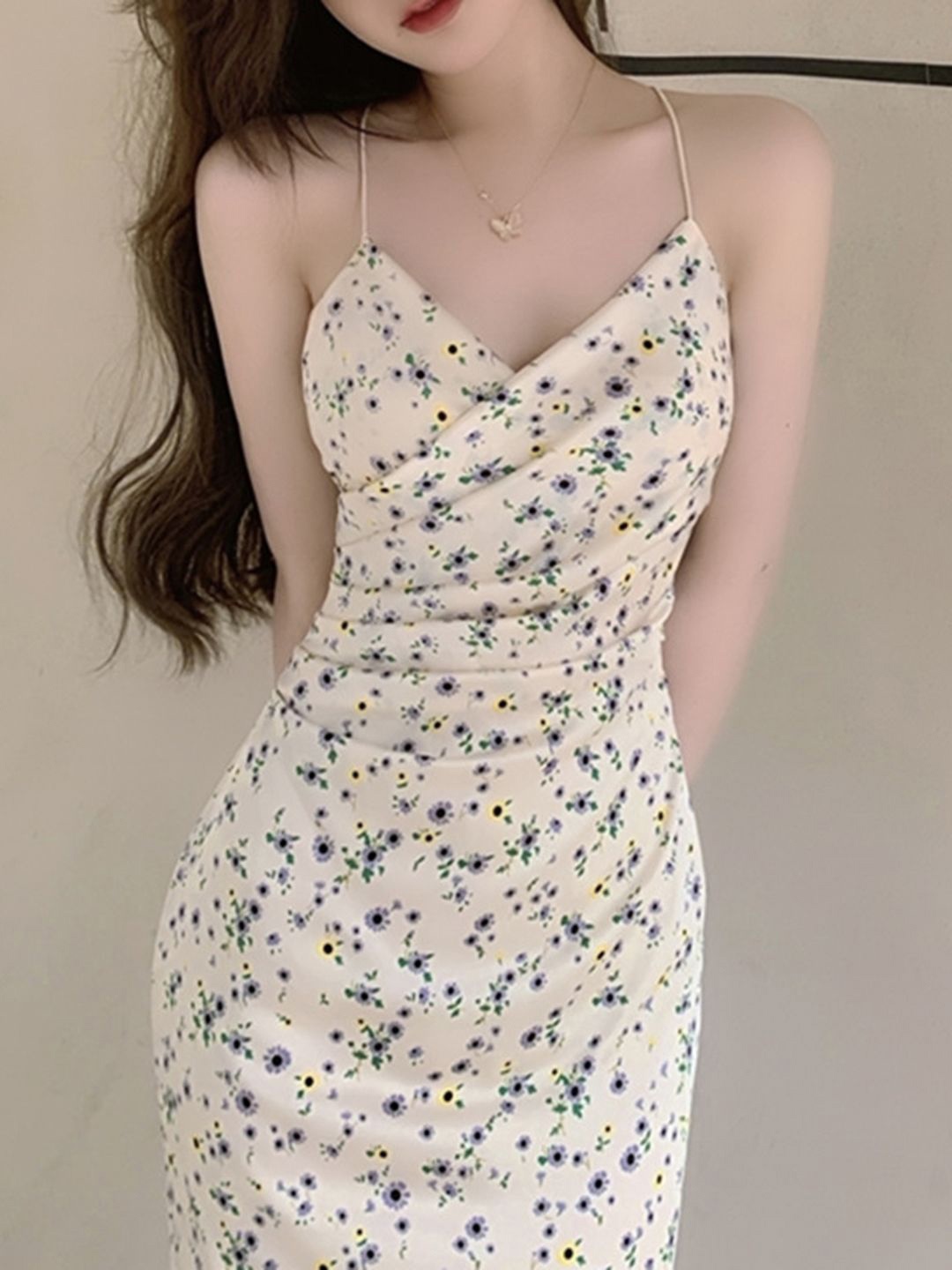 

DressBerry Floral Print A-Line Dress, Cream