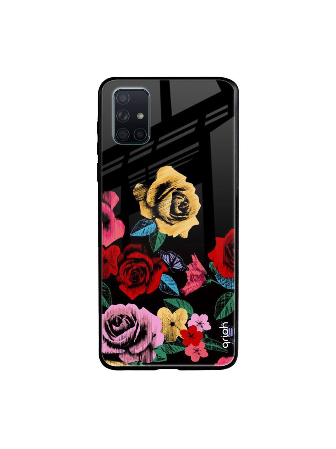 

QRIOH Floral Printed Samsung Galaxy A71 Back Case Mobile Accessories, Black