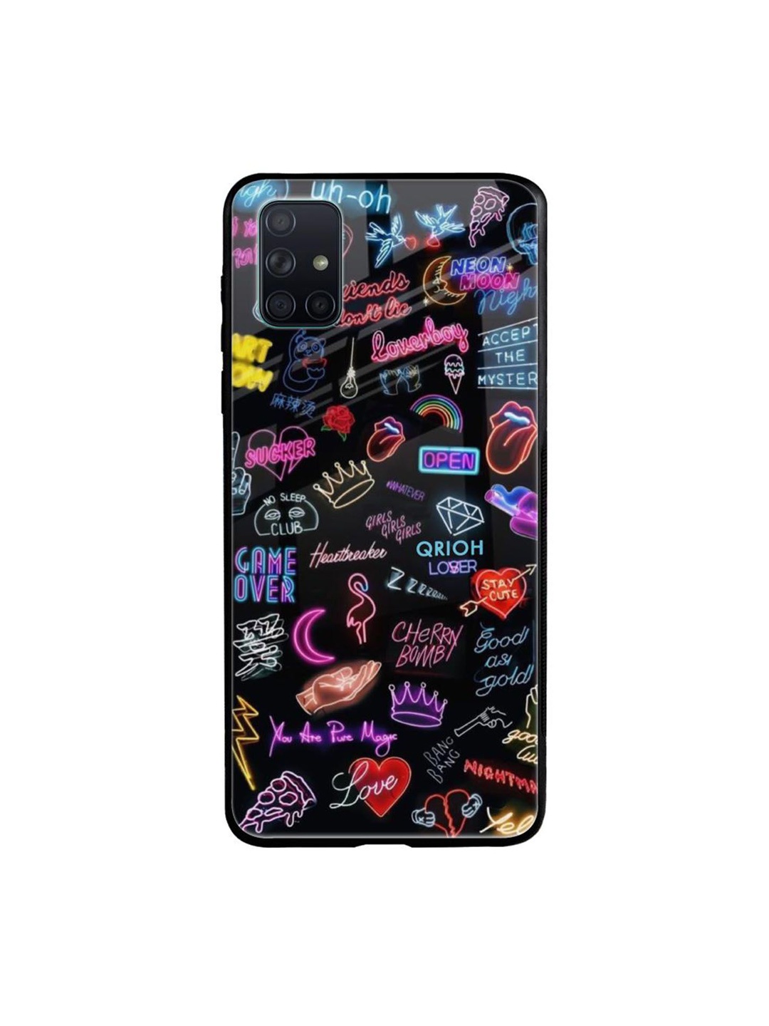 

QRIOH Quirky Printed Samsung Galaxy A71 Back Case Mobile Accessories, Black