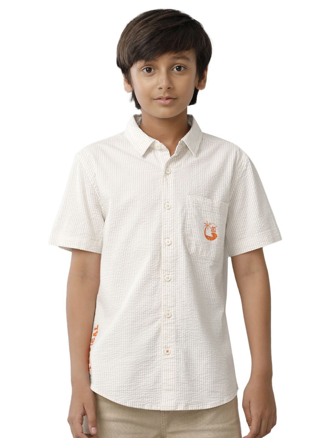 

UNDER FOURTEEN ONLY Boys Opaque Casual Shirt, Beige