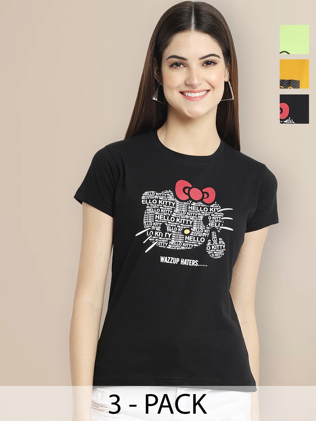 

Metronaut Women Typography 3 Printed Applique T-shirt, Multi