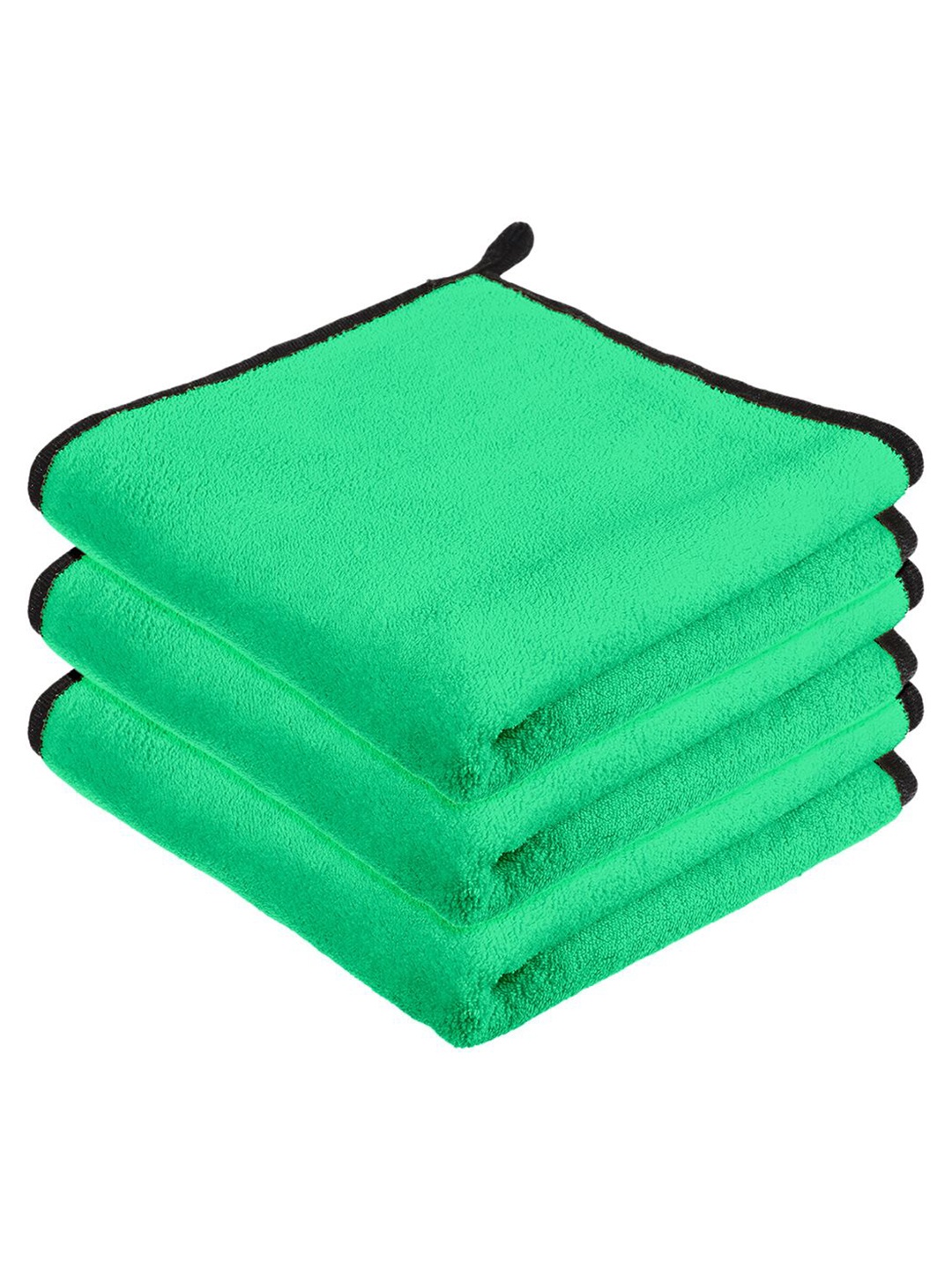 

Kuber Industries Pack Of 3 Green and Black 400 GSM Microfiber Cleaning Cloth