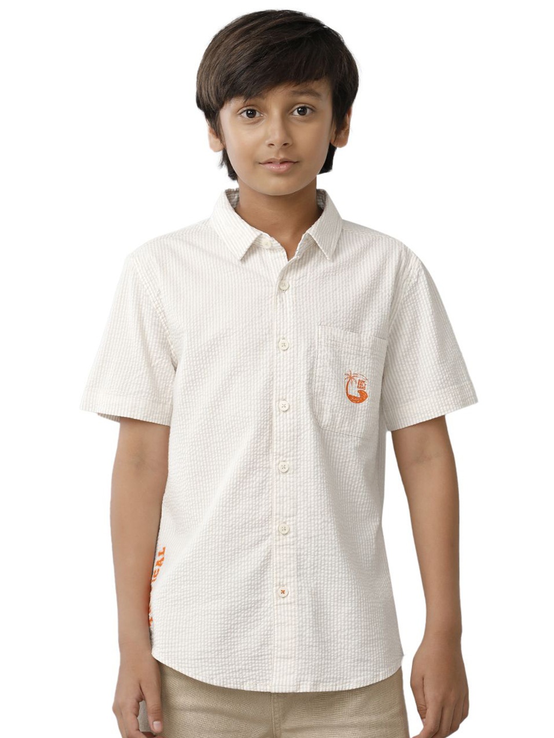 

UNDER FOURTEEN ONLY Boys Opaque Casual Shirt, Beige