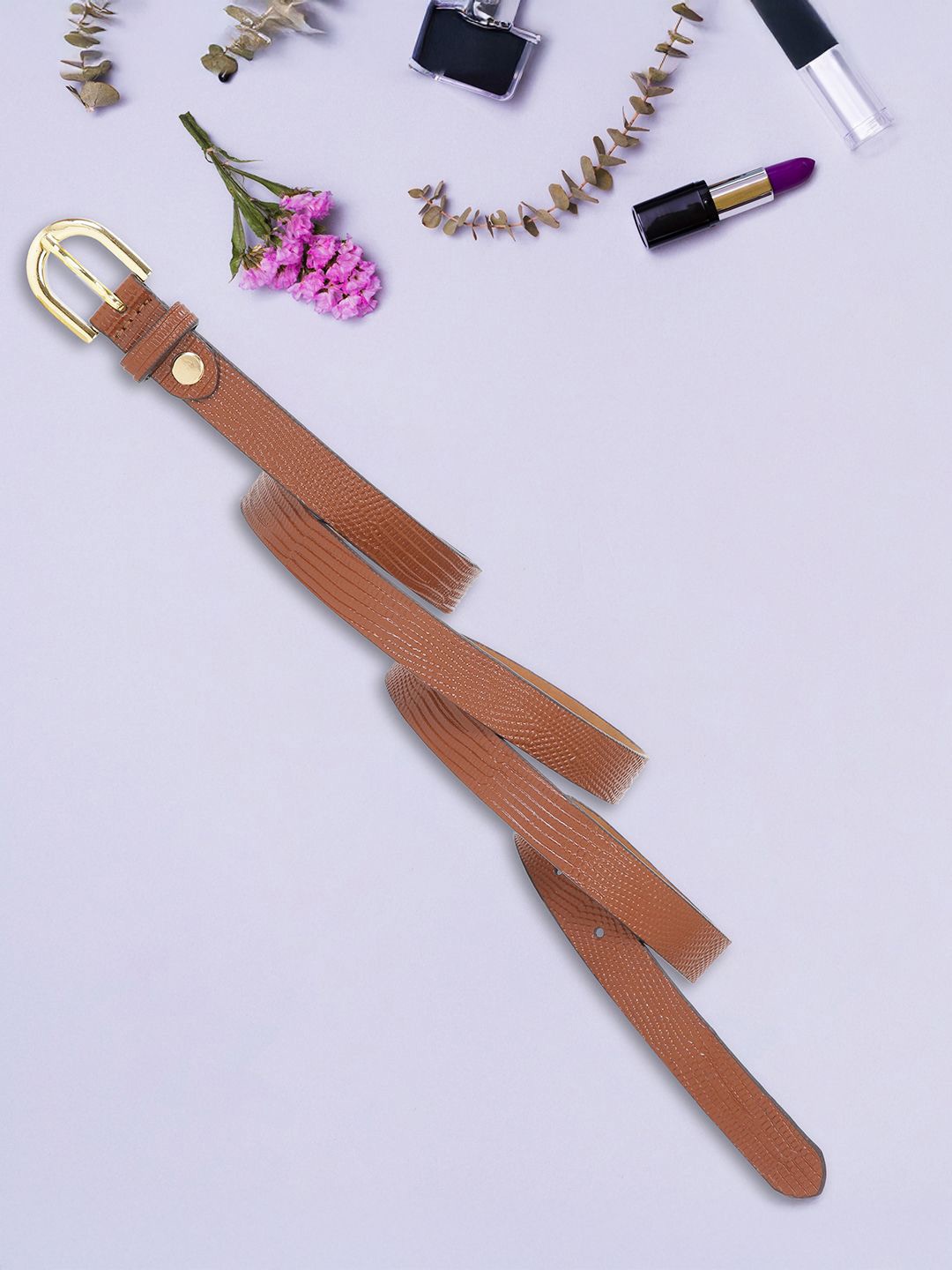 

DressBerry Women Textured Leather Belt, Brown