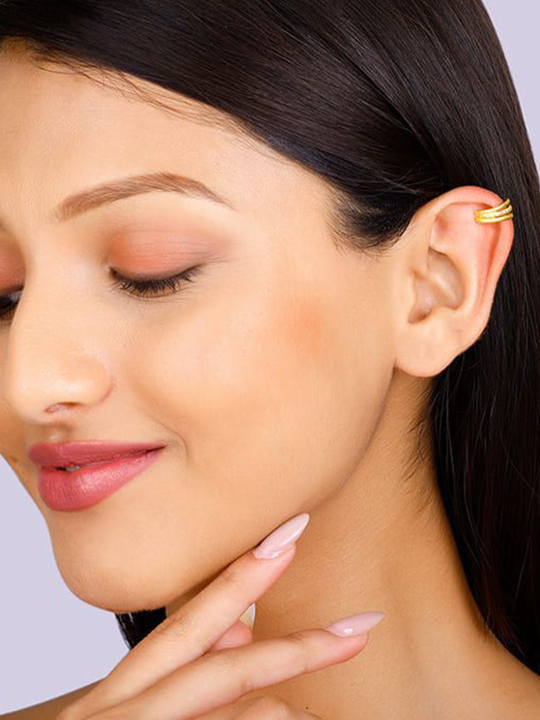 

GIVA Gold-Plated Contemporary Glimmering Ear Cuff Earrings