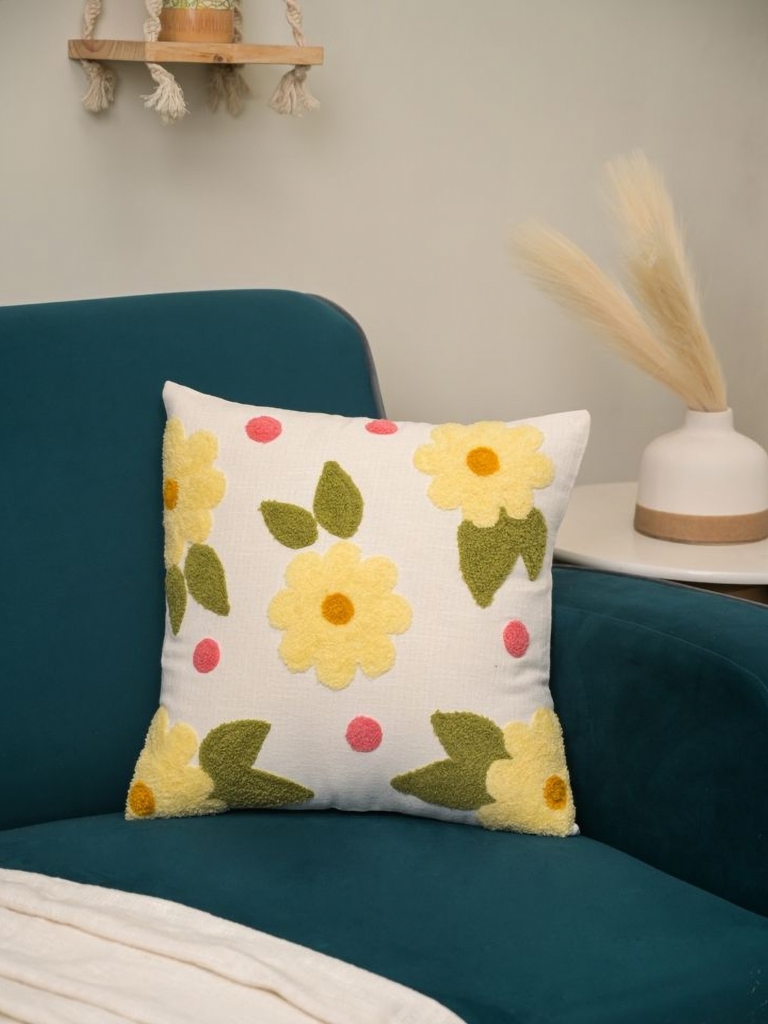 

ABSTRACT INDIA Green & Yellow Embroidered Square Cushion Covers