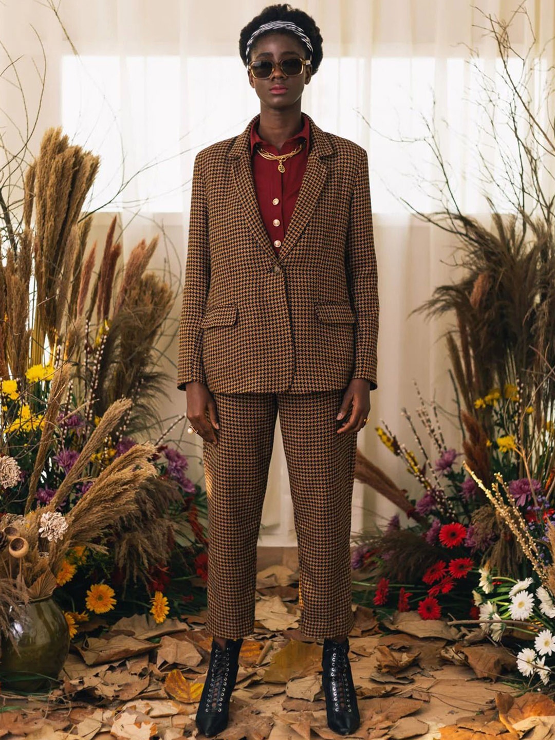 

HOUSE OF FETT Checked Blazer With Trousers Co-Ords, Brown