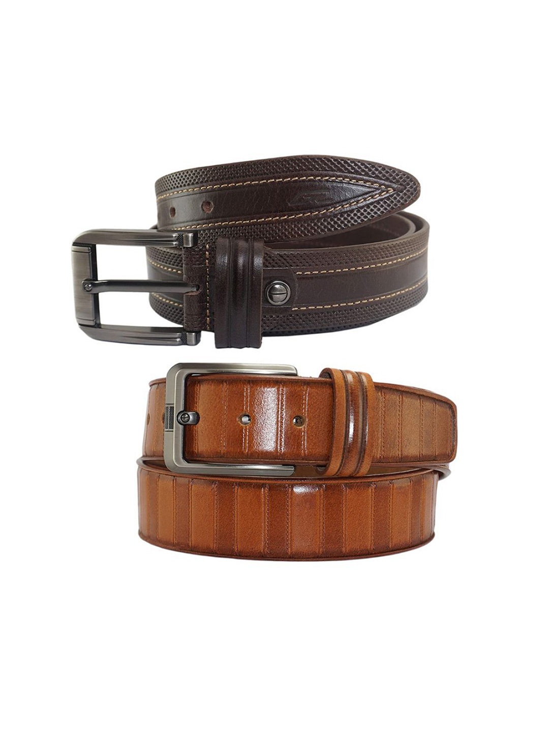 

GIL Men Textured 2 Leather Belt, Brown