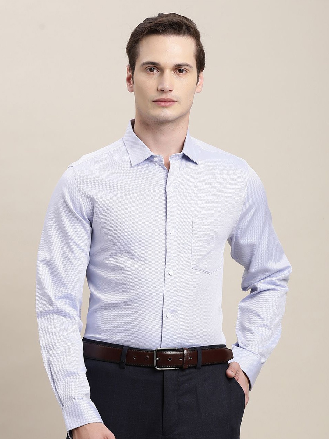 

Turtle Men Standard Slim Fit Opaque Formal Shirt, Blue