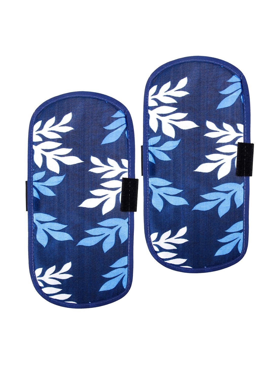 

Kuber Industries Blue & White 2 Pieces Floral Printed Fridge Handle Covers