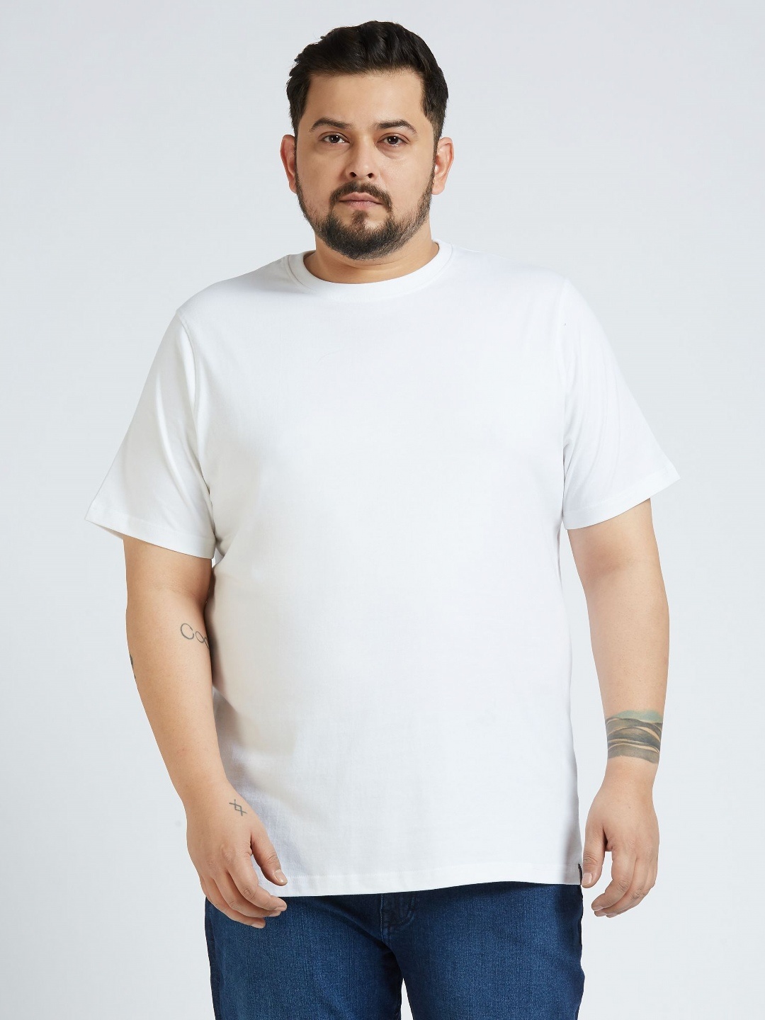

Sizeupp Men Extended Sleeves Pockets T-shirt, White
