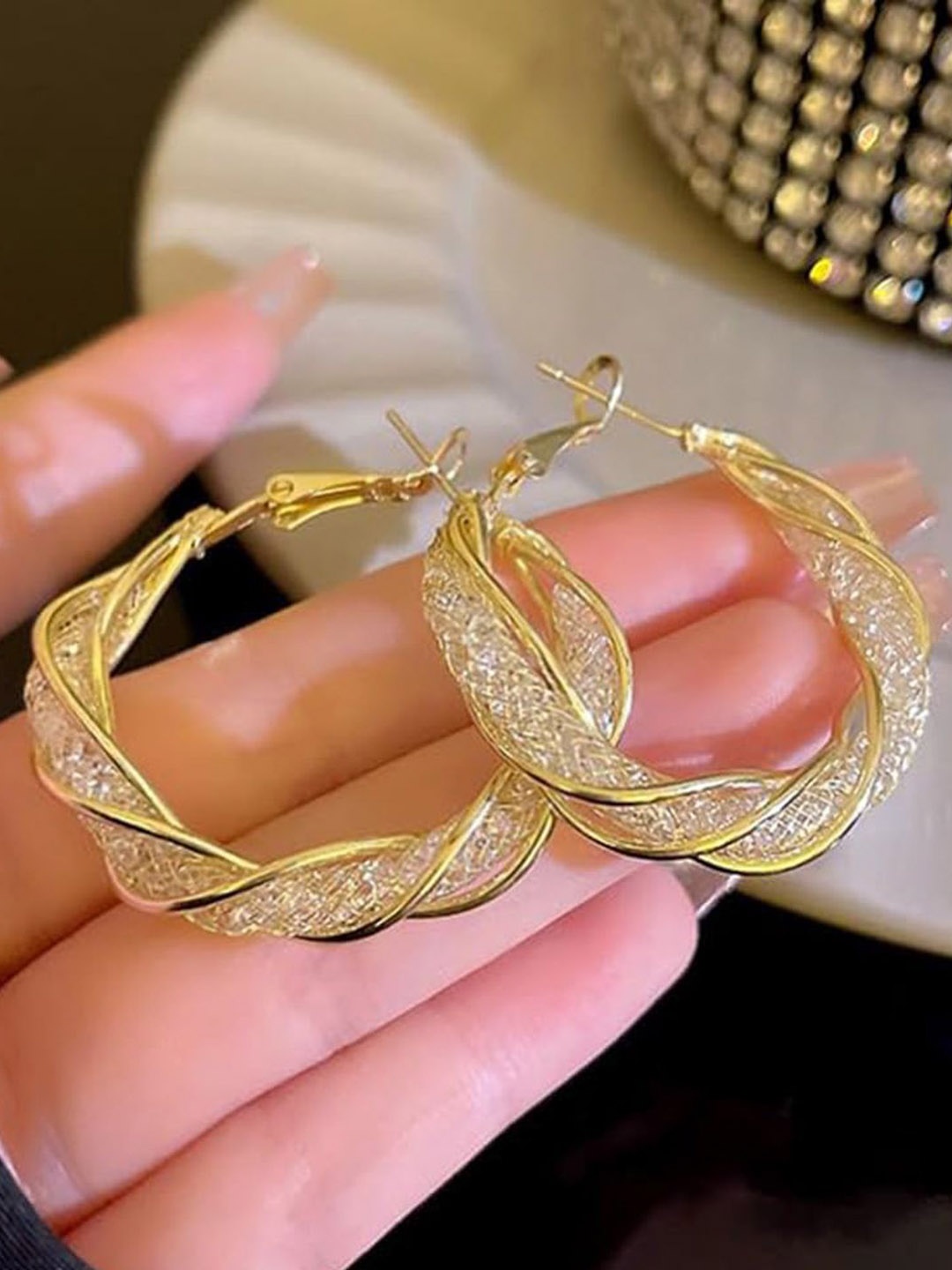 

PolluxCraft Gold Plated Contemporary Shaped Korean Hoop Earrings