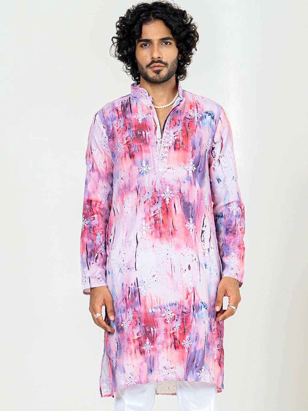 

Tistabene Abstract Dyed Thread Work Straight Kurta, White